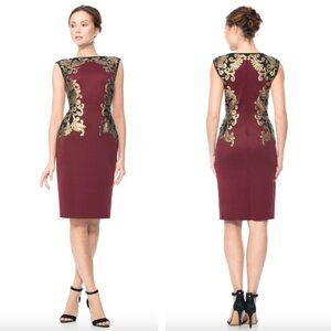 NEW Tadashi Shoji Milana Sequin Embroidered Neoprene Sheath Dress Cocktail Party
